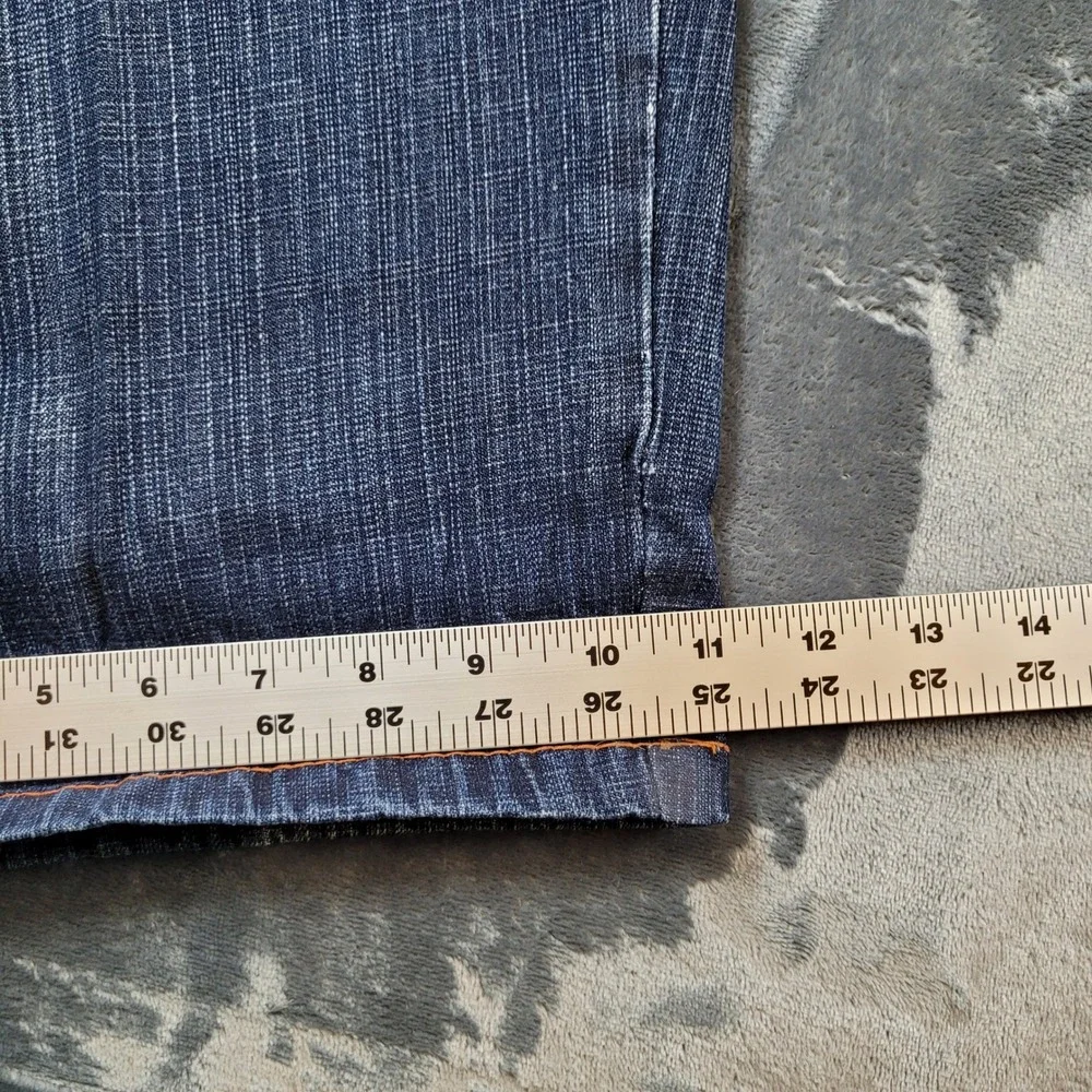 Qruel Jeans Company Mens 50x32 Wide Leg Denim Dark Wash Orange Stitch Blue